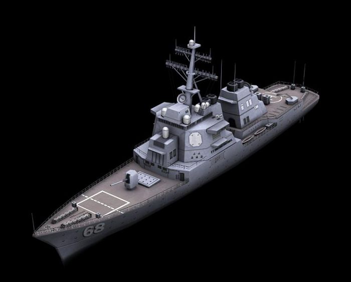 阿里伯克级驱逐舰(低模)_感知作品_武器冷兵器_cg模型网