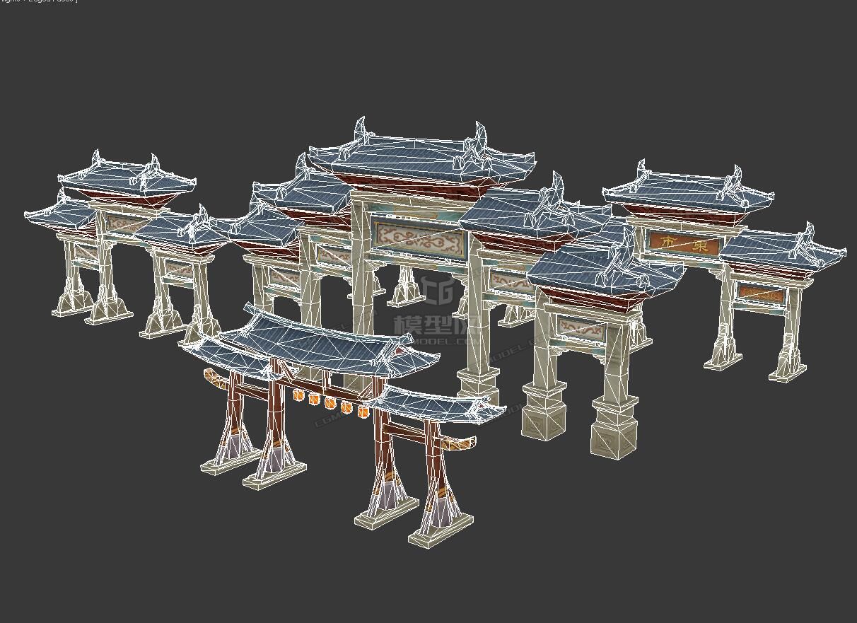 卡通手绘中式古代 市集模型-自然场景模型库-模型下载-cg模型网