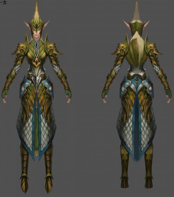 神魔大陆女精灵战士套装