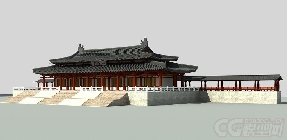 精细的古建,古代建筑,古风格天王庙模型,寺庙,含贴图.