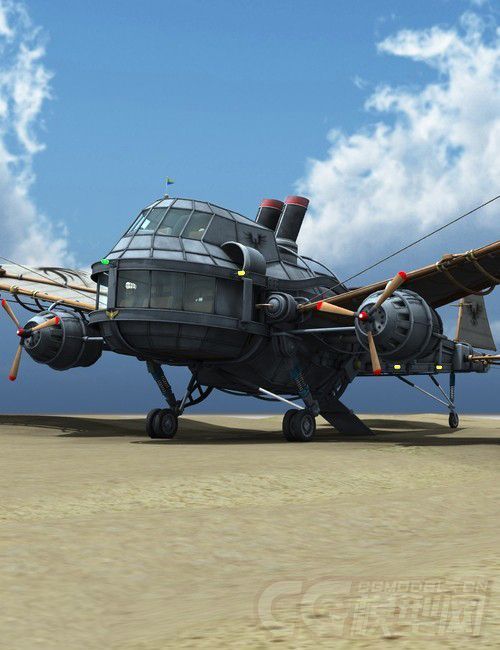 朋克飞机 蒸汽飞机 卡通飞机 飞机 机械_夏小树作品_人物机器人/机甲