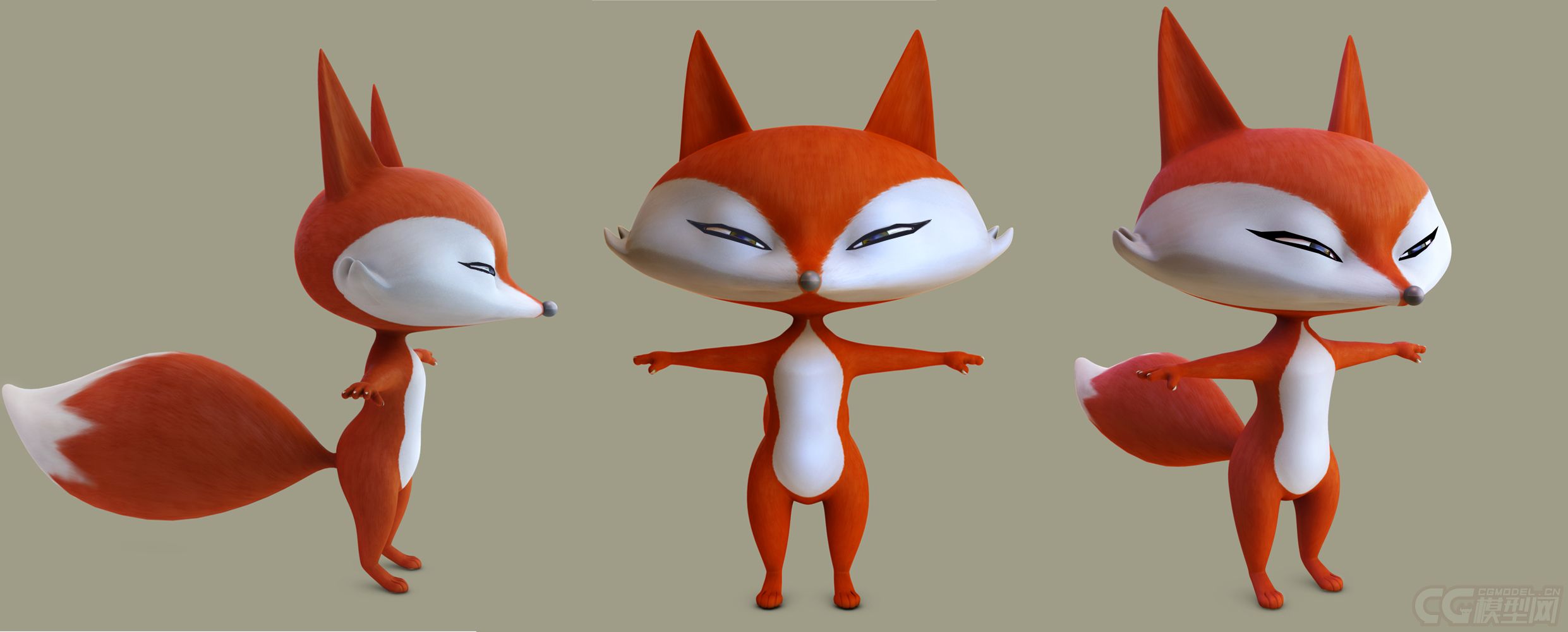 可爱卡通狐狸材质绑定及表情全套