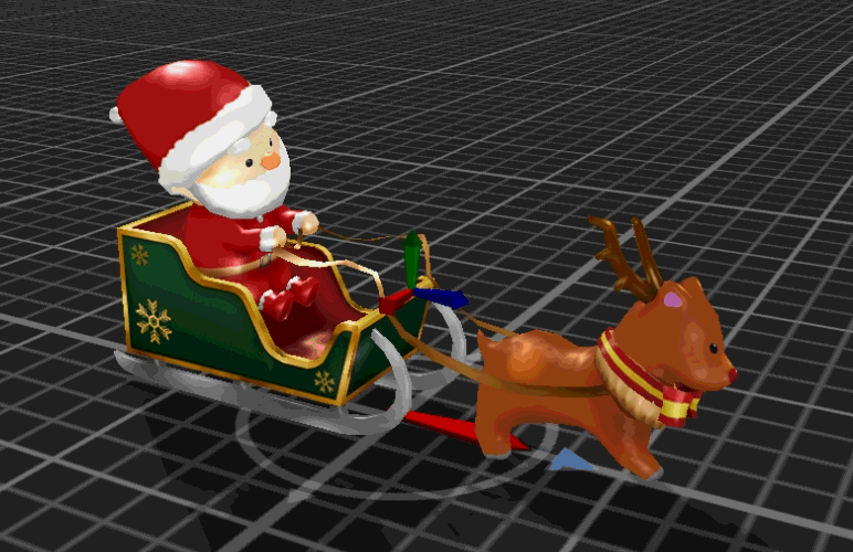 缤纷圣诞节元素场景 圣诞树 雪人 圣诞老人 建筑房子 礼物 小鹿车 等