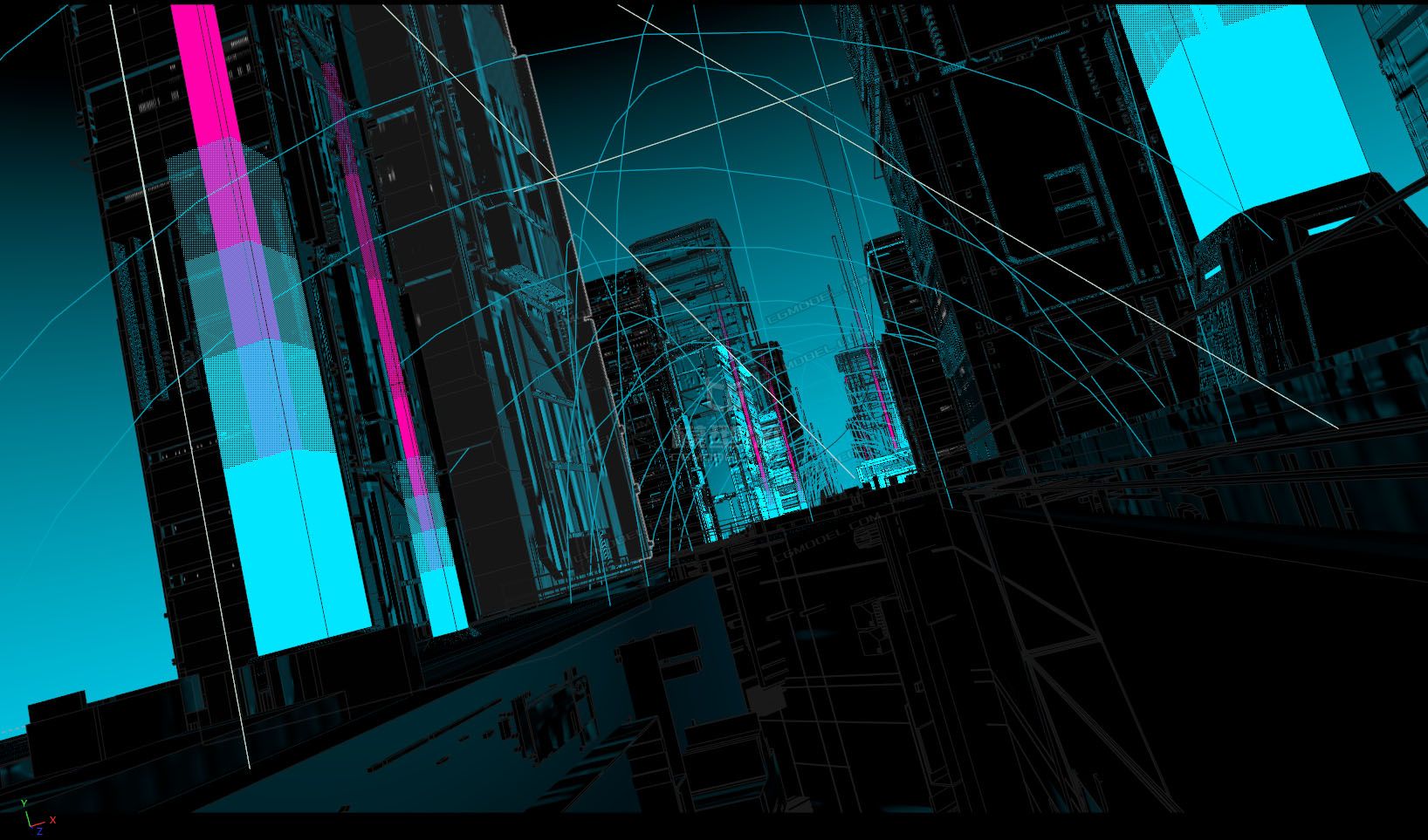 未来科技科幻城市场景有贴图有灯光有动画