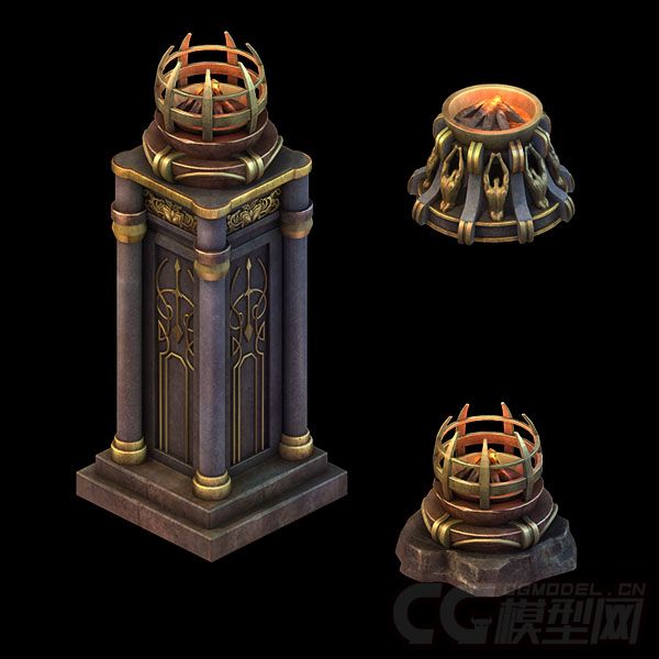 西方古建筑 火盆模型-古代场景模型库-模型下载-cg模型网
