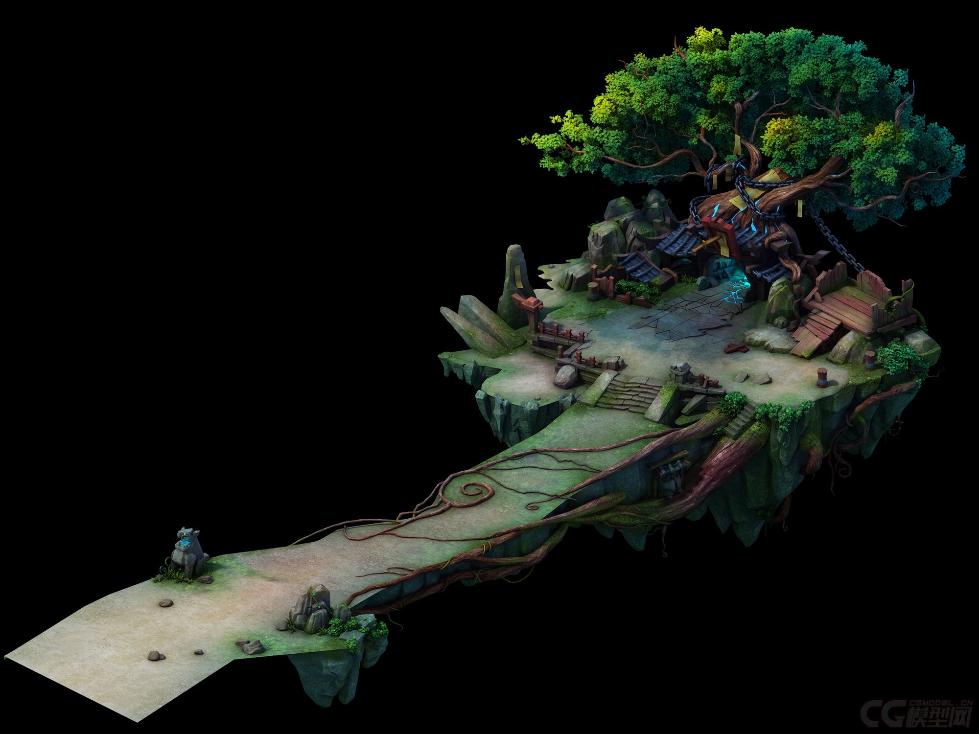 黑山老妖平台大树山石功夫熊猫场景