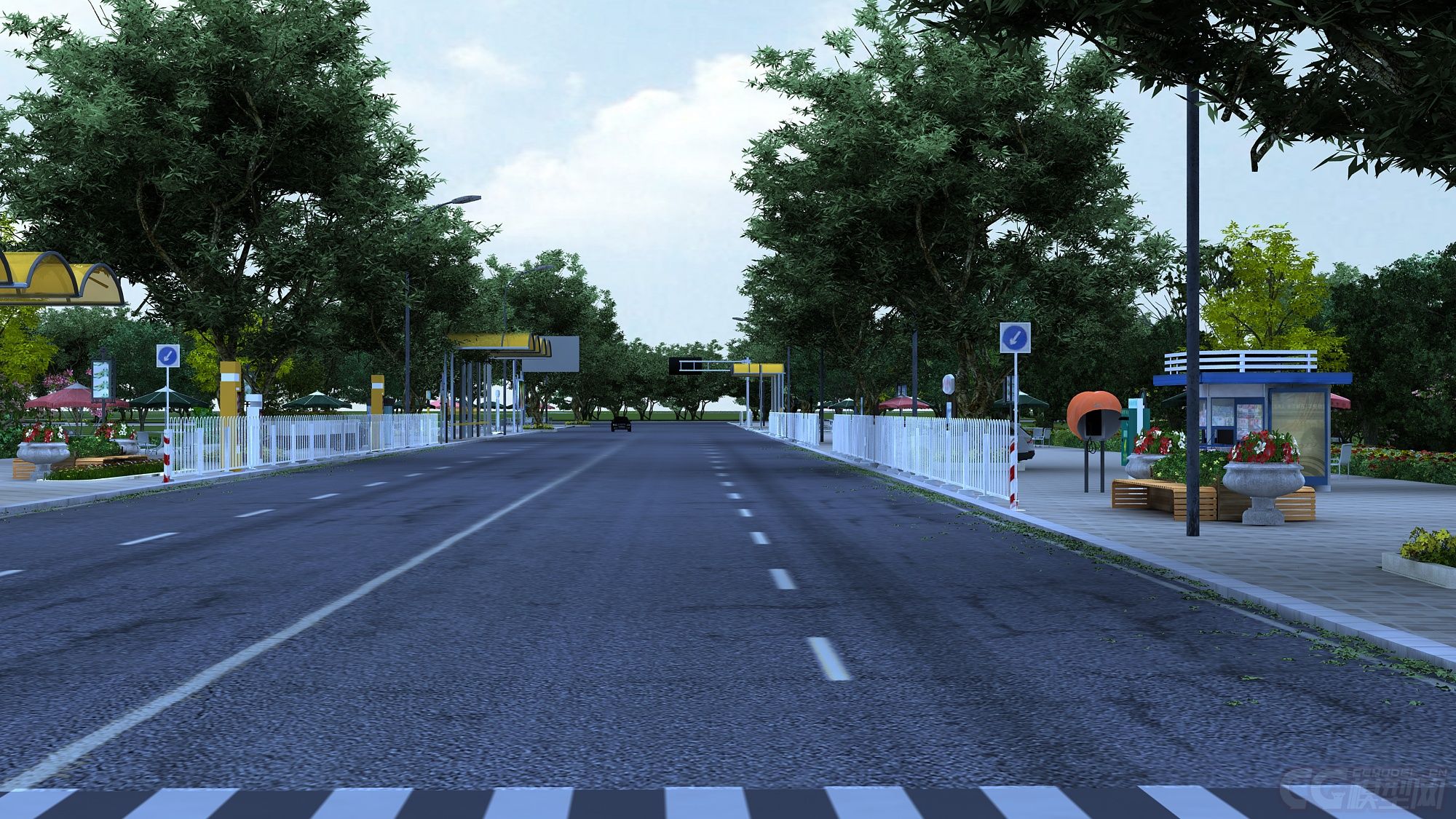 小品 树木 街道_金元宝作品_场景现代场景_cg模型网