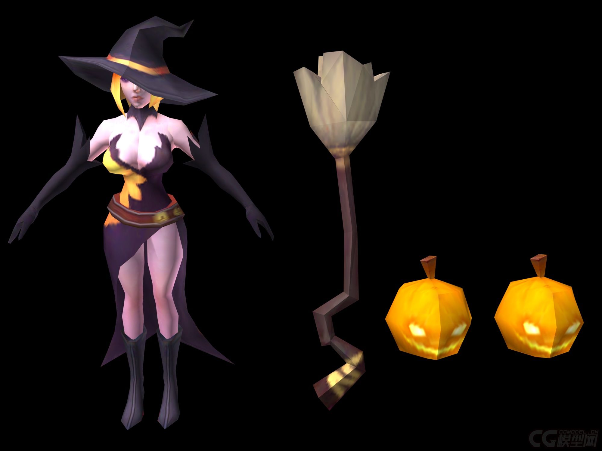 女巫女人魔法师女法师女巫师万圣节女巫模型-女人模型库-3ds max(.