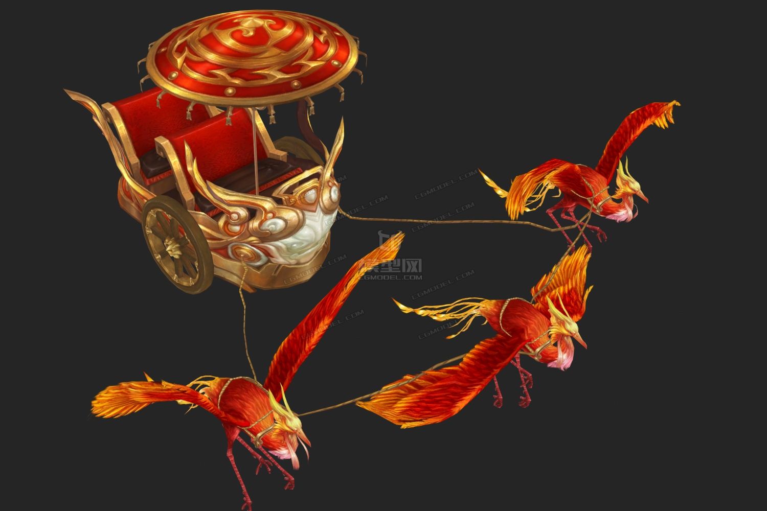 古代金乌战车马车战车凤凰战车朱雀