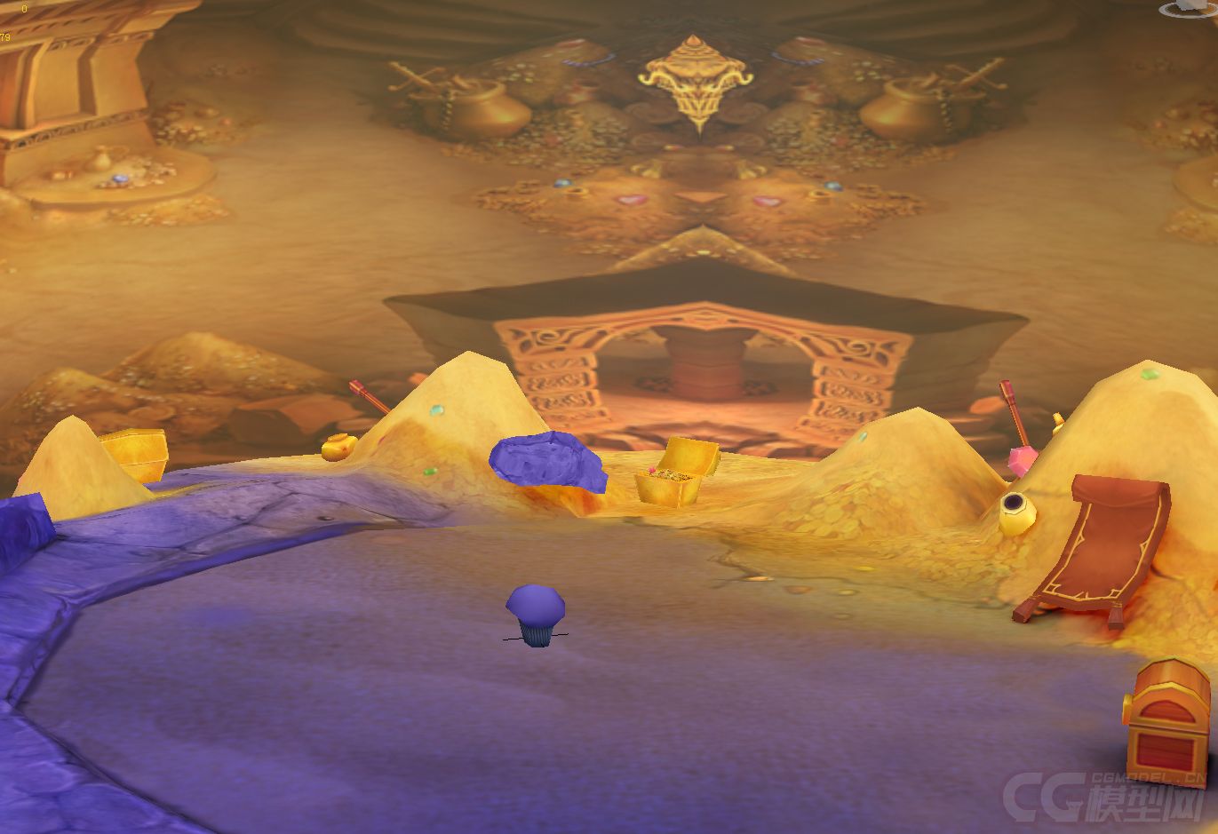 卡通q版沙漠宝藏洞穴场景 珠宝山洞