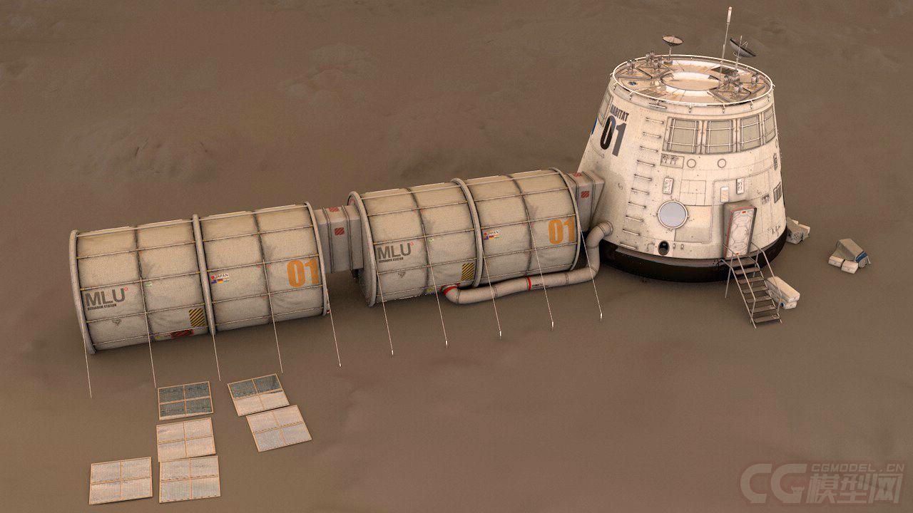 科幻系列(2)——火星登陆器 火星栖息地 太空补给站 火星地表面 宇航