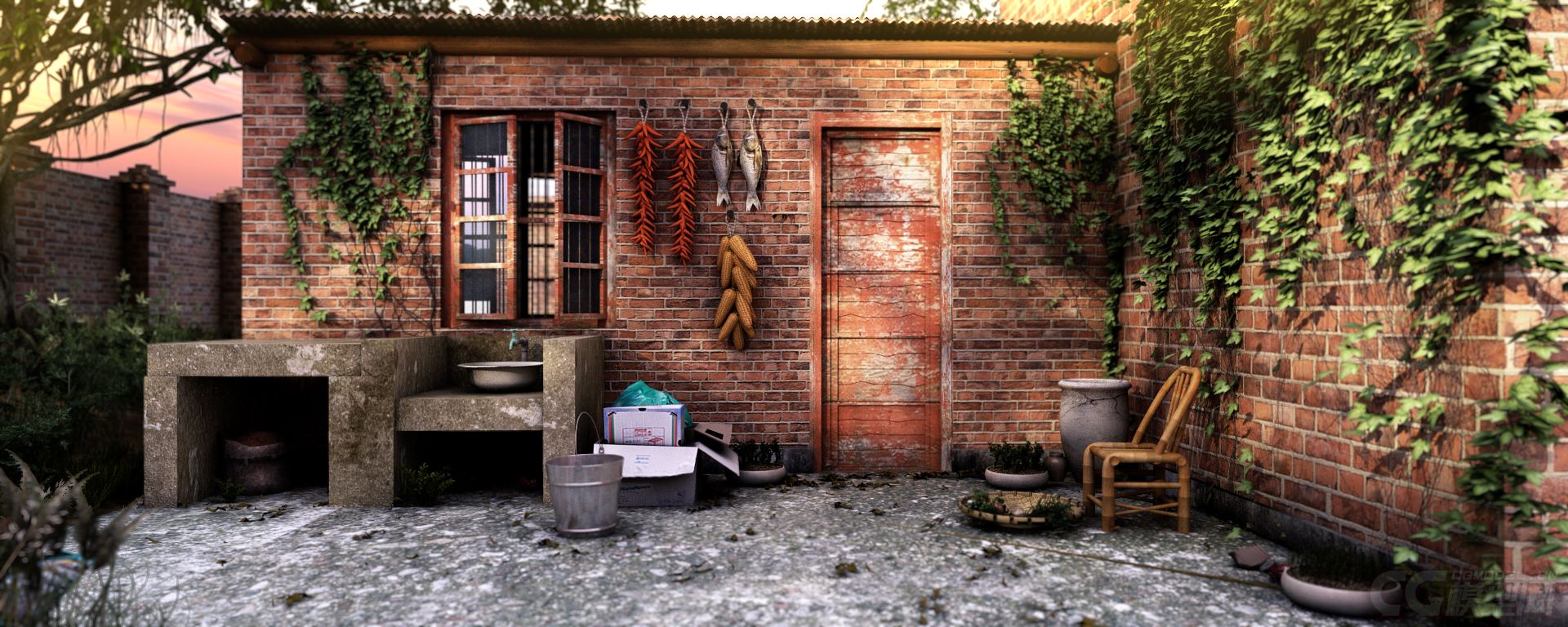 童年 回忆 小时候 老房子 复古 现代 _水瓶_francis作品_场景自然场景