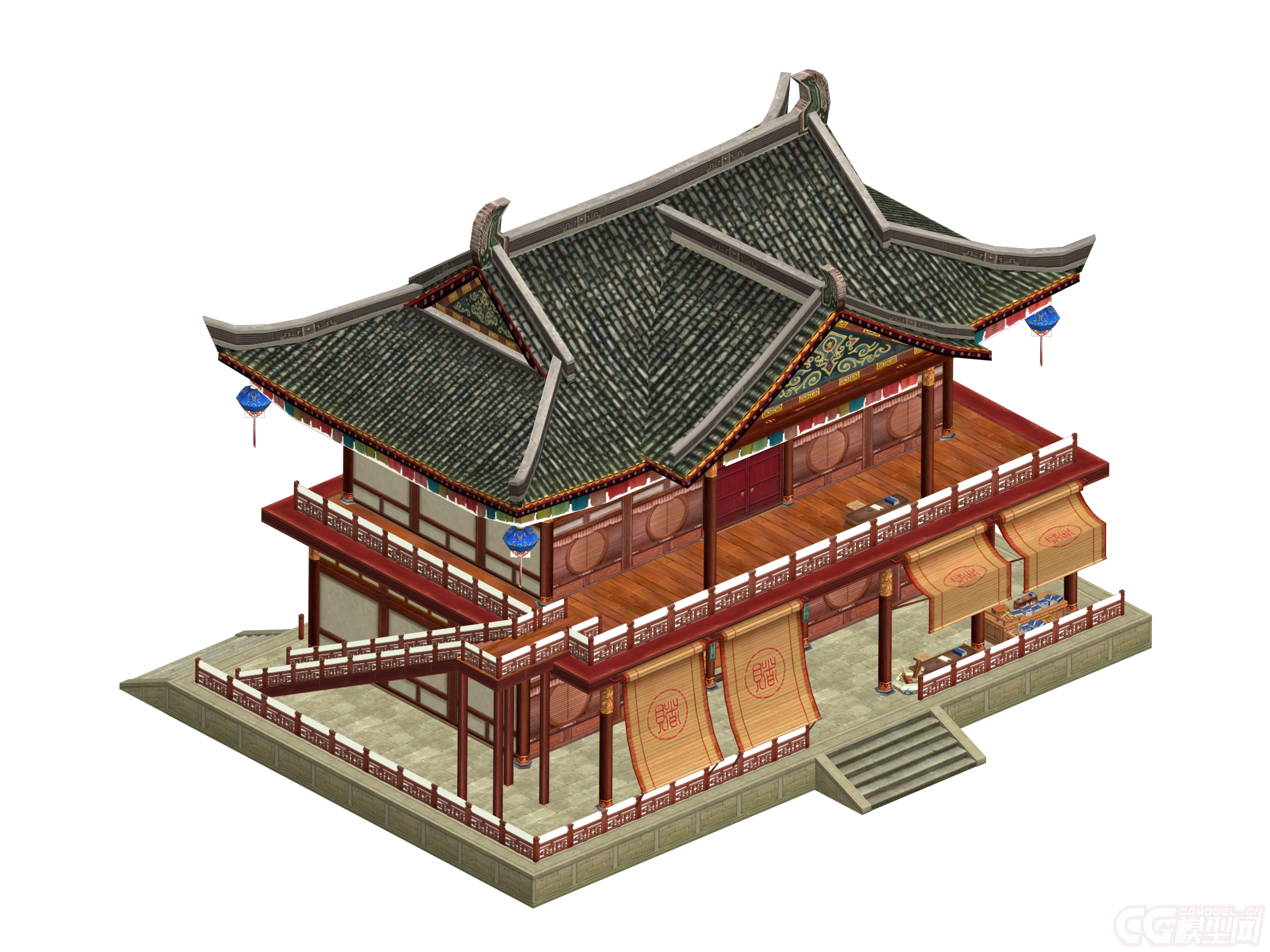 一个转载建筑 扬州城_冬之雪作品_场景古代场景_cg模型网