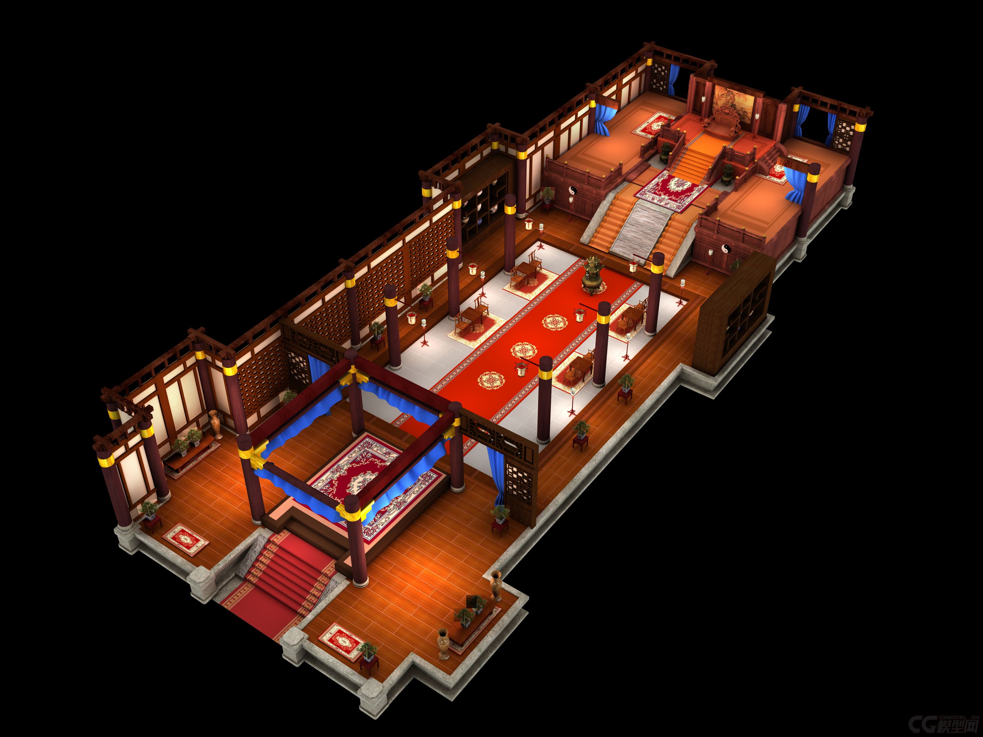 室内房子_z4869l作品_场景古代场景_cg模型网