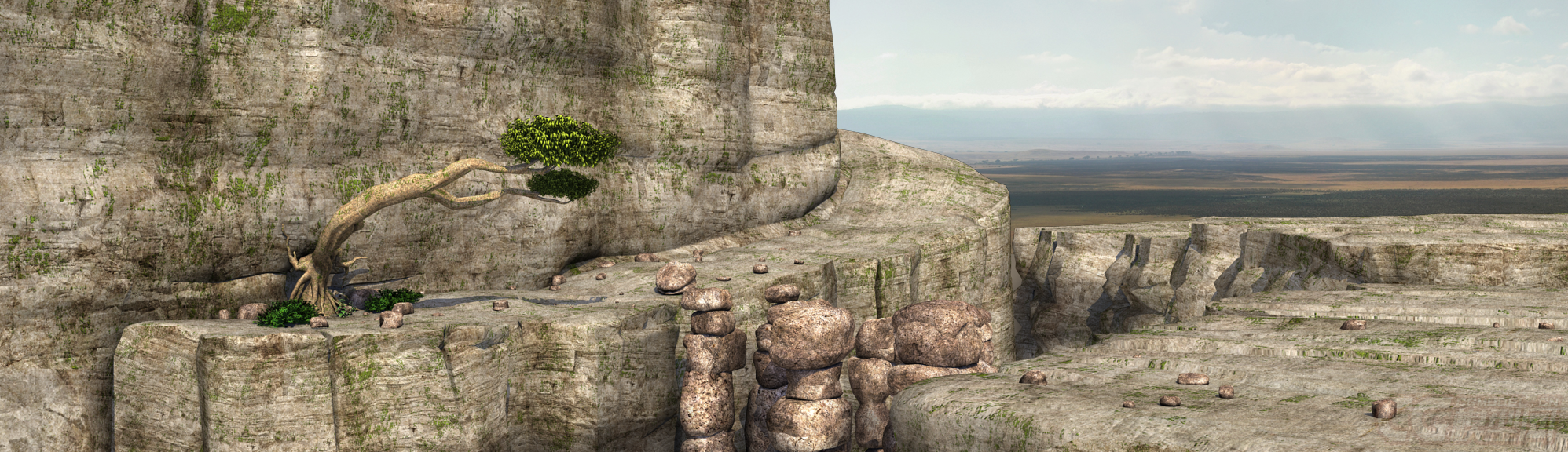 卡通影视动画断崖场景,带材质贴图