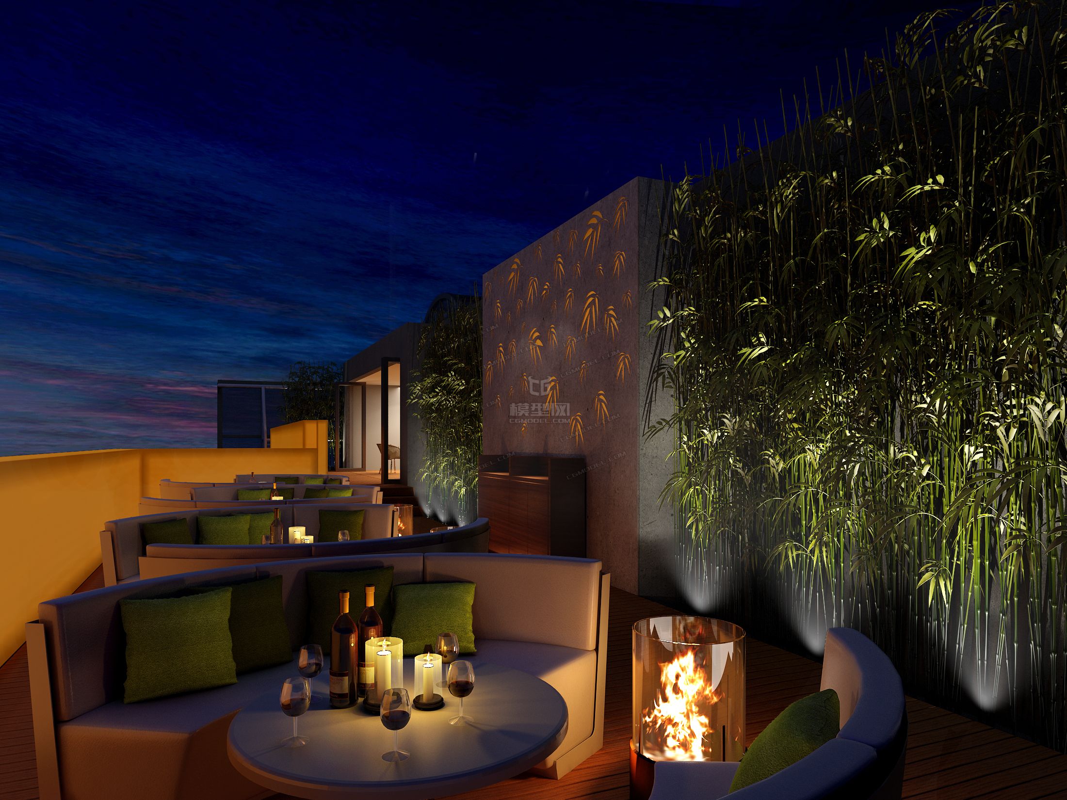 天台浪漫场景模型