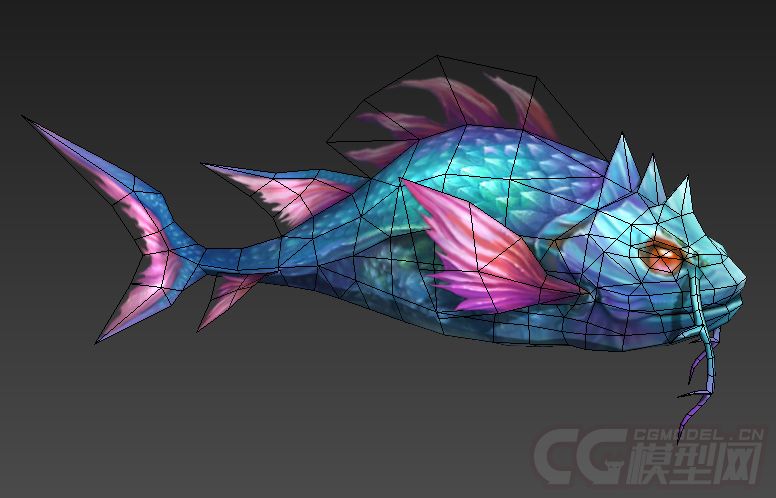 鲲鱼鲲鹏传说中的一种大鱼漂亮的大鱼fish鲶鱼食人鱼鱼妖模型-鱼类模型库-3ds Max(.max)模型下载-cg模型网