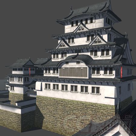 日系资源城堡建筑 日本城堡建筑模型-自然场景模型库-模型下载-cg模型