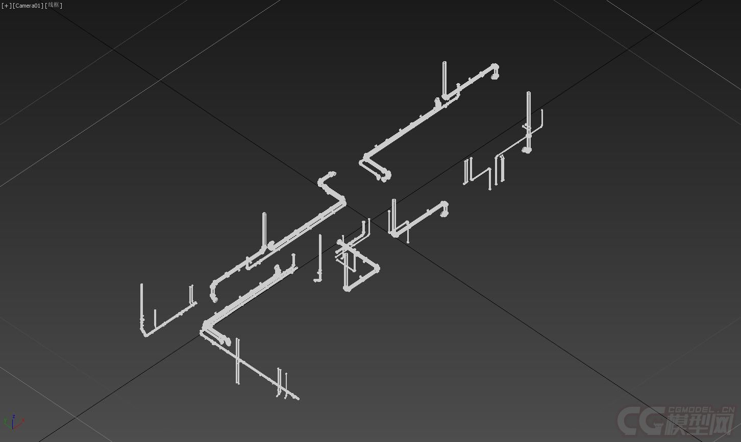 手绘写实水管铁管消防管道