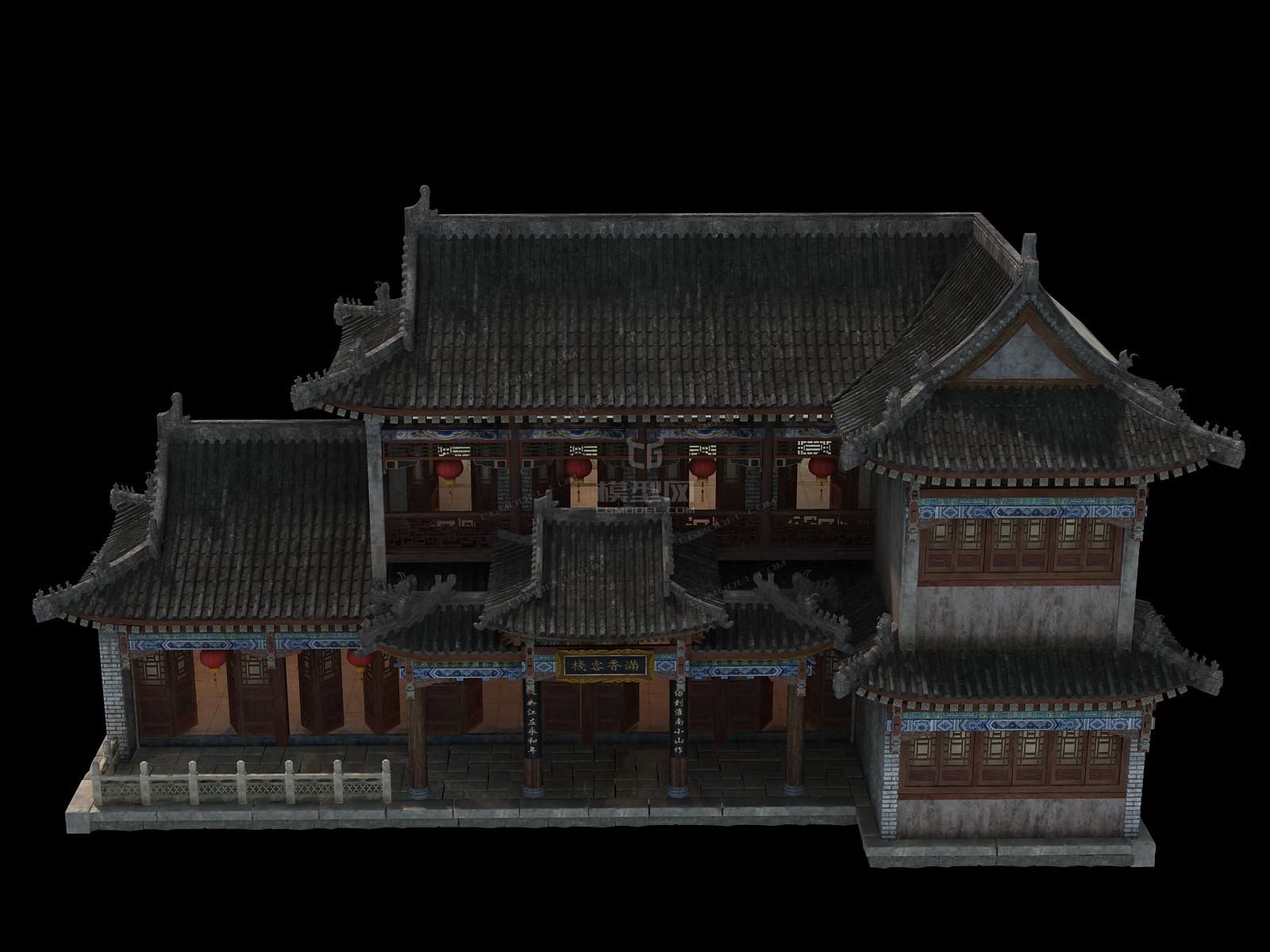 古建酒楼关中客栈模型模型-古代场景模型库-模型下载-cg模型网