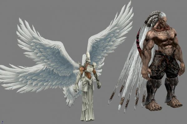 天使  羽翼 男人 异形  古代写实