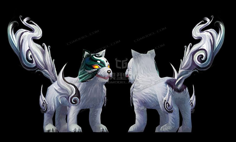 大白狗仙狗神犬白犬狗狗小狗看门狗妖狐狐狸