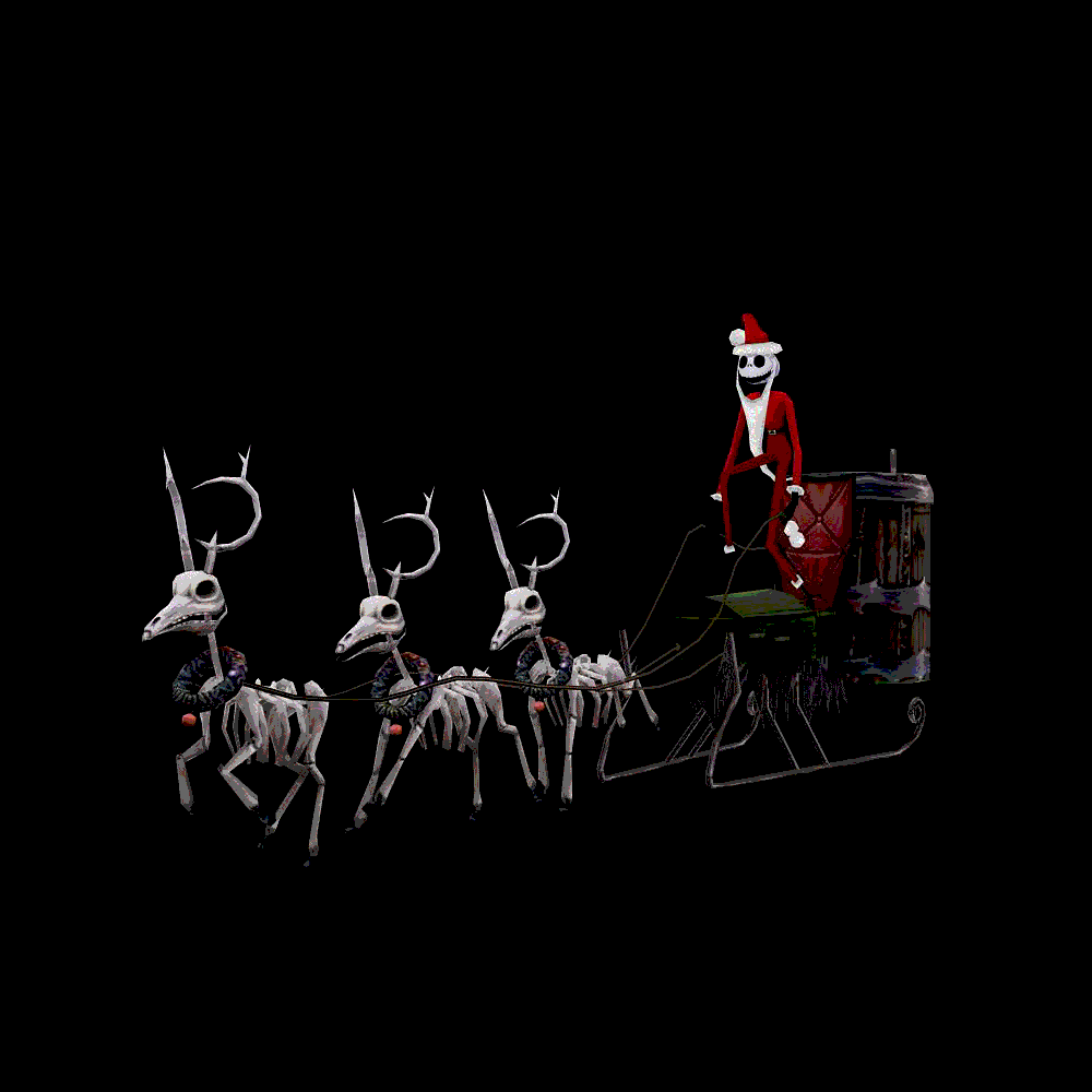 骷髅的圣诞老人和麋鹿诡异带动作