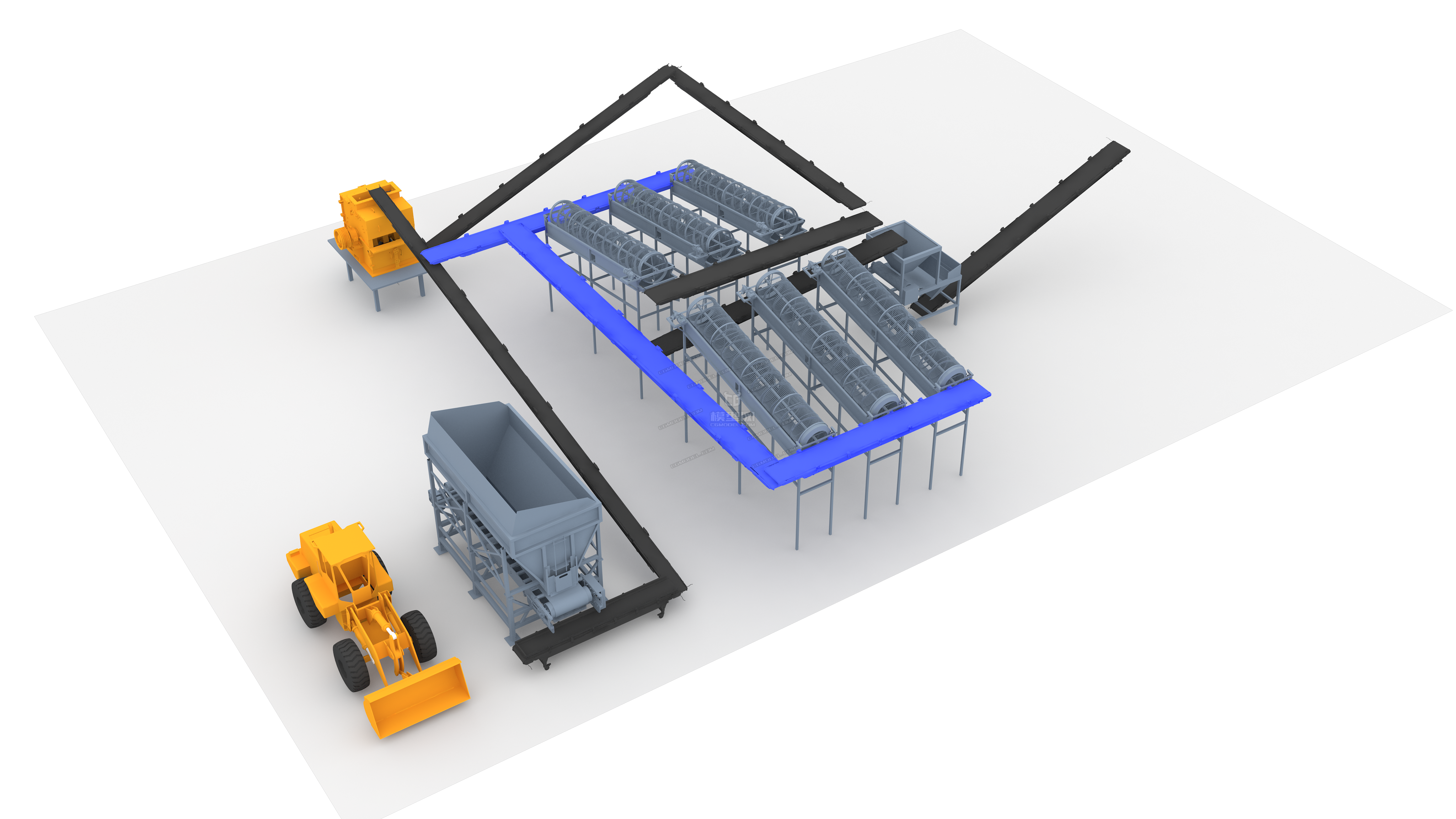 粉磨生产线_上海观孚数字科技有限公司作品_场景现代场景_cg模型网