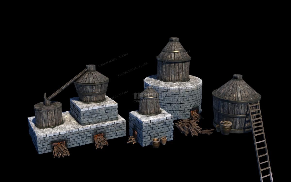 酒庄灶台 烧火酿酒场景模型_大湿作品_场景古代场景_cg模型网