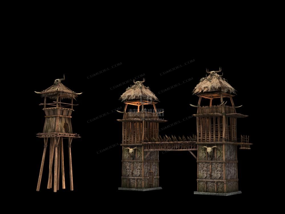 寨门 瞭望塔模型-自然场景模型库-模型下载-cg模型网