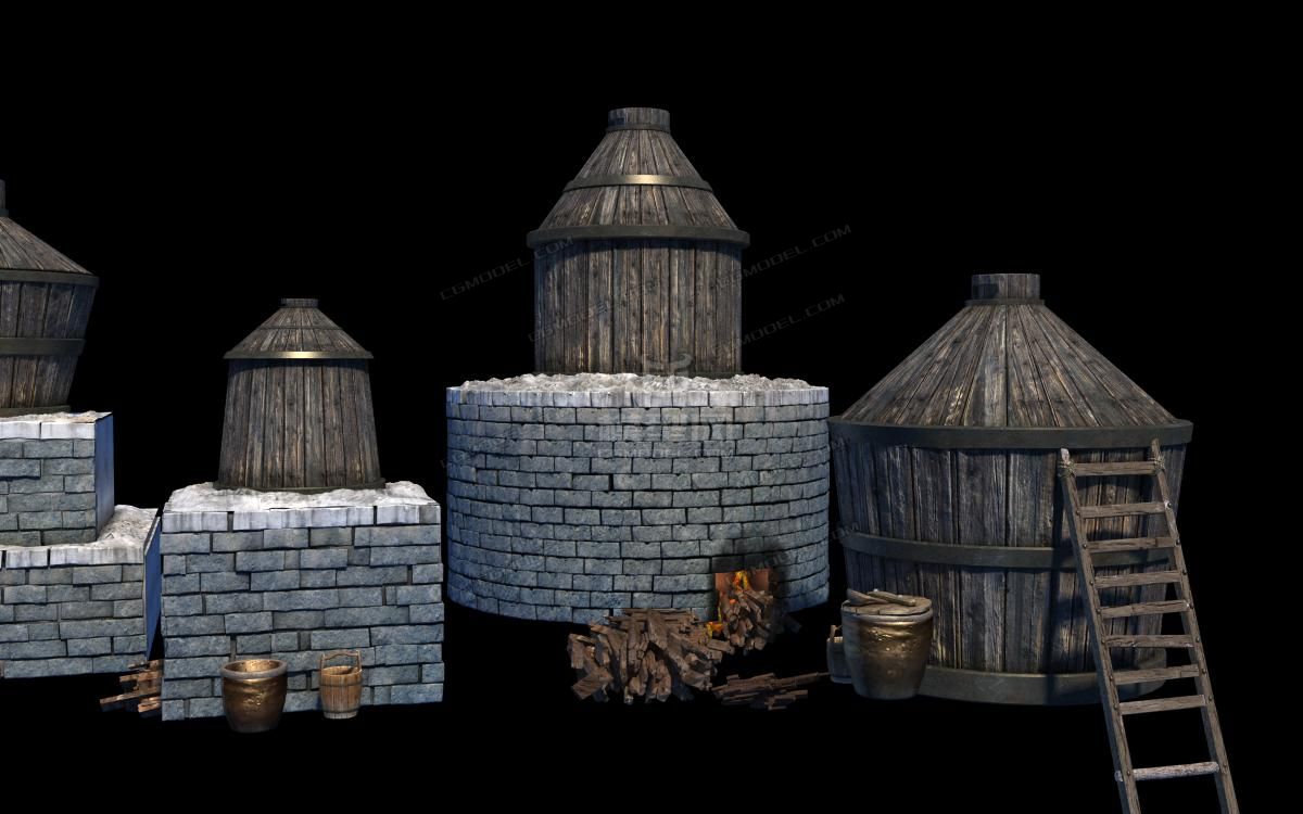 酒庄灶台 烧火酿酒场景模型_大湿作品_场景古代场景_cg模型网