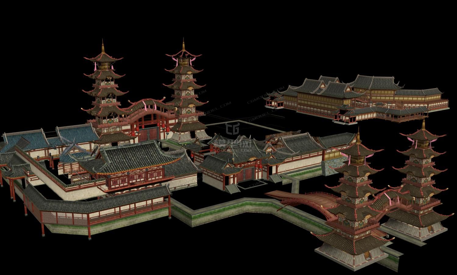 古建小镇城池扬州城3d模型