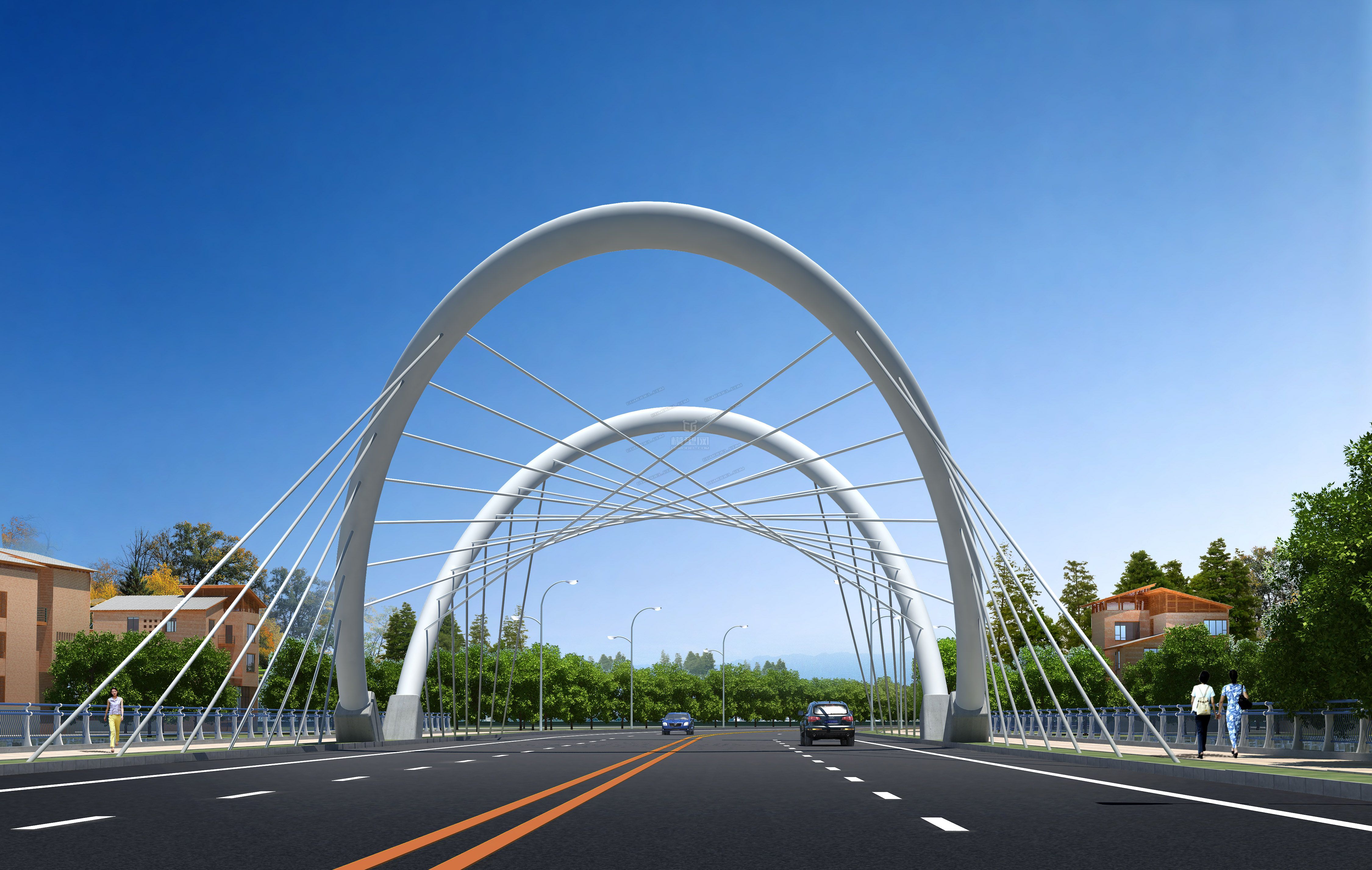 场景 模型下载  max  各种桥 斜拉桥 拱桥