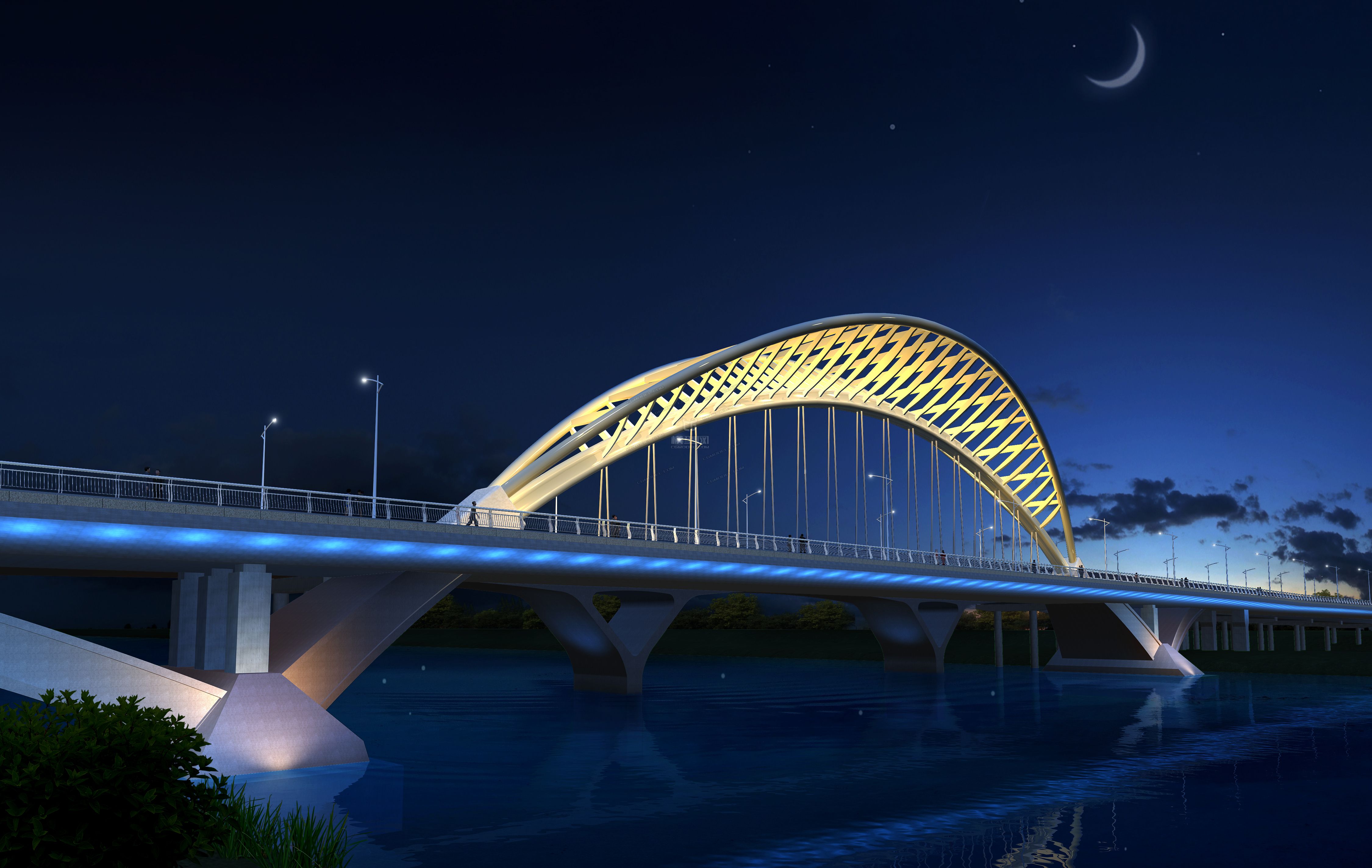 大桥 桥 立交桥 场景 蓝天 夜景