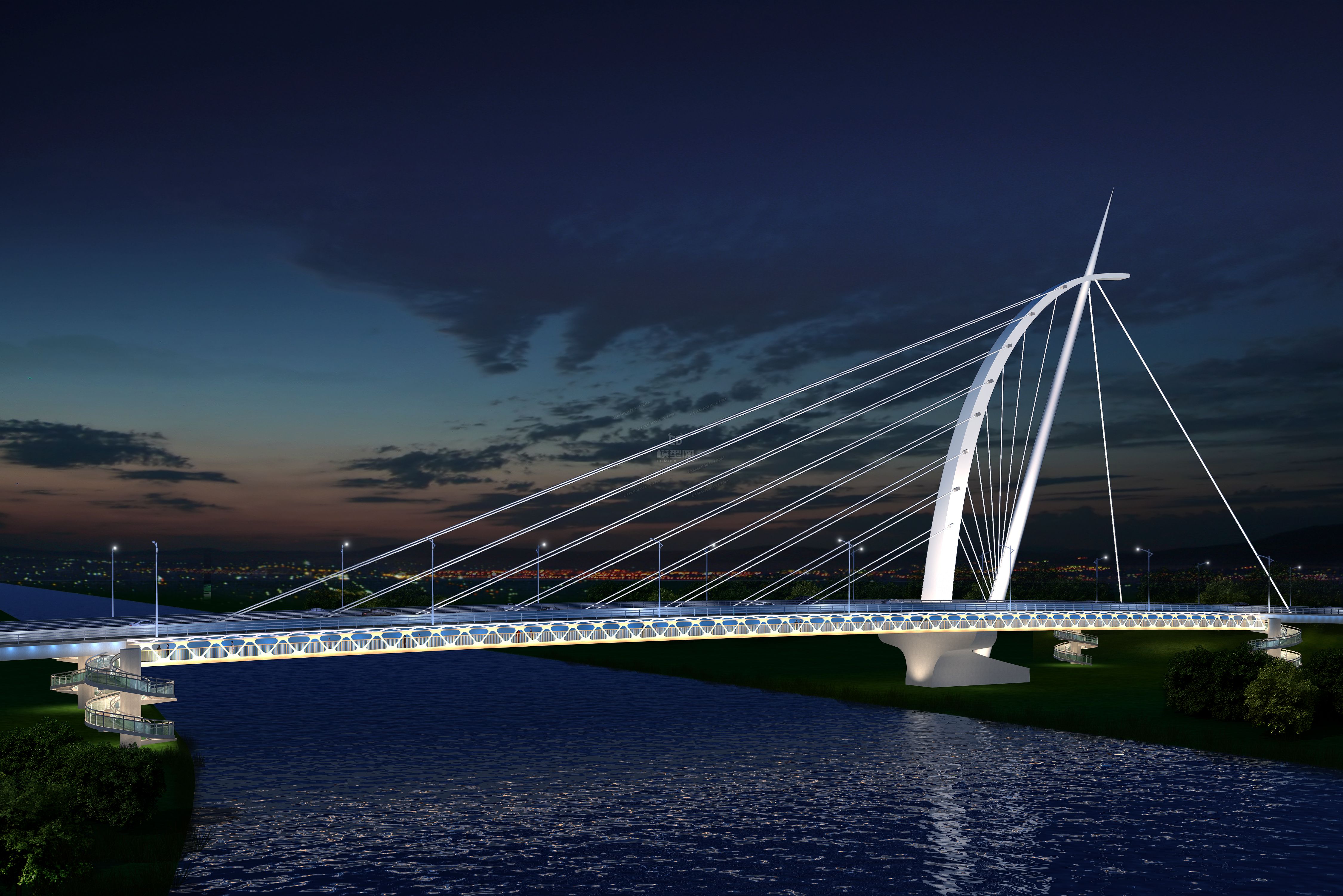 大桥 桥 立交桥 场景 拱桥_doushuai作品_场景现代场景_cg模型网