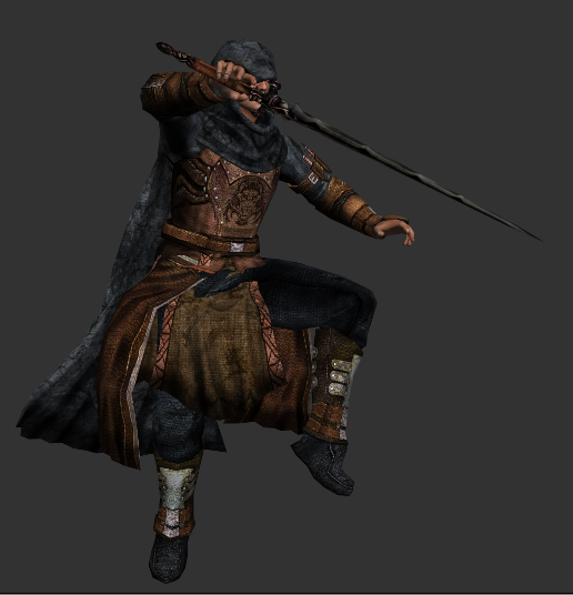 一个带披风兜帽的欧洲中世纪风格盗贼(侠客刺客)的模型,3000帧动作全