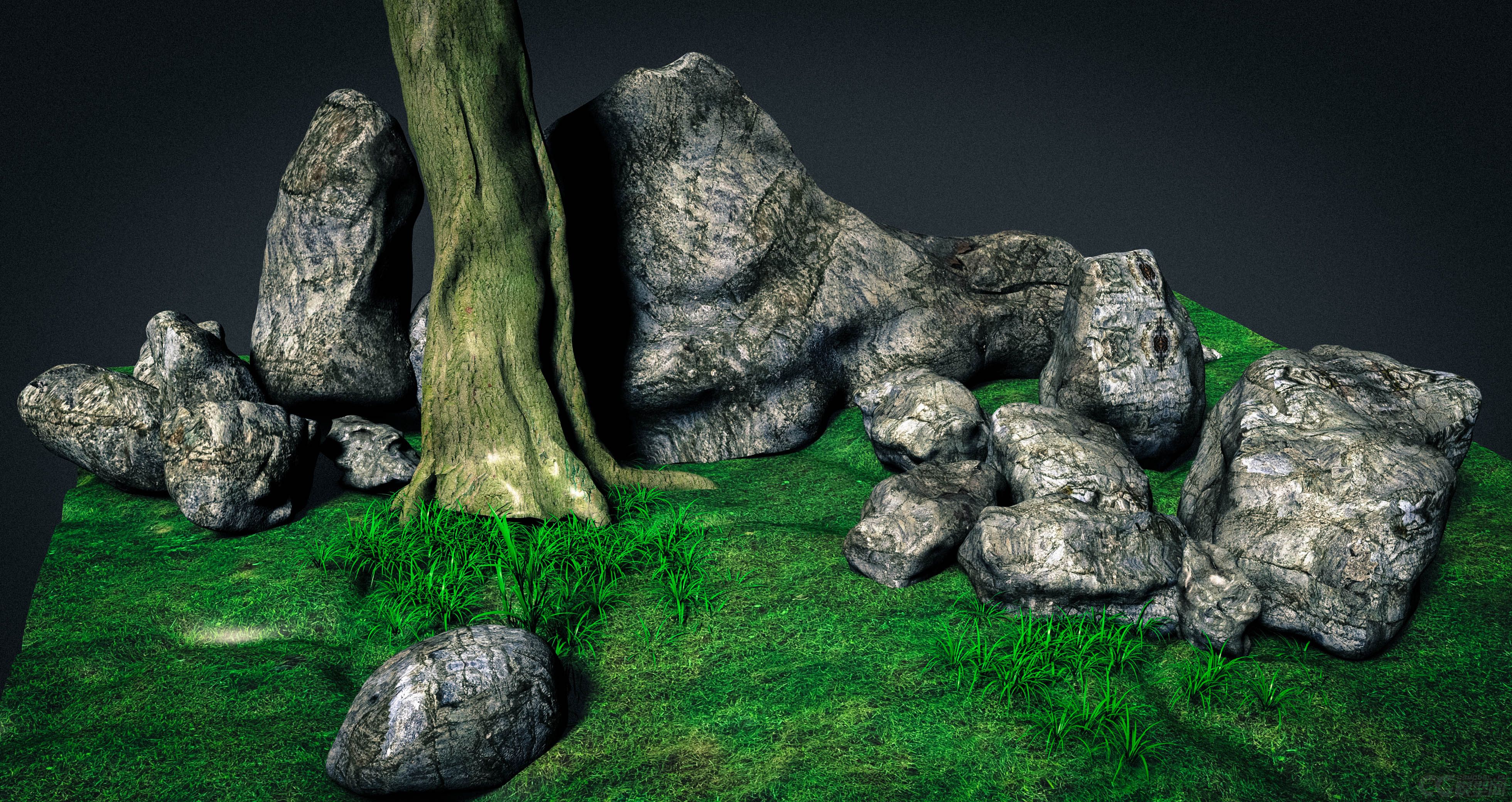 石头一角场景模型