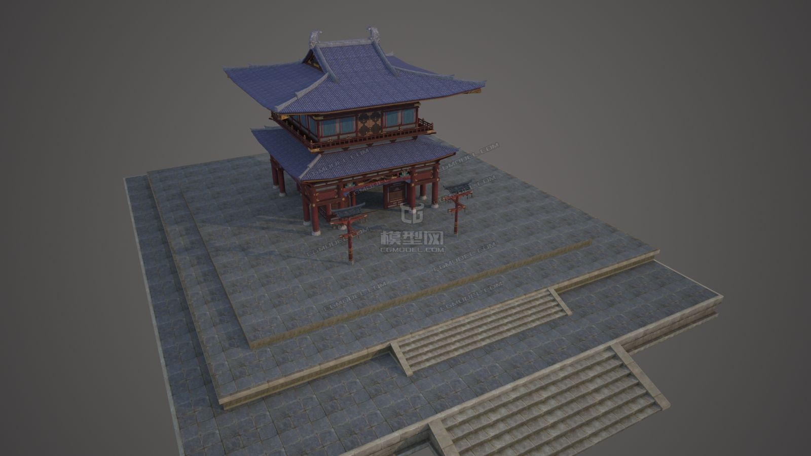 3DSMAX模型中式大型古典建筑模型-古代场景模型库-模型下载-cg模型网