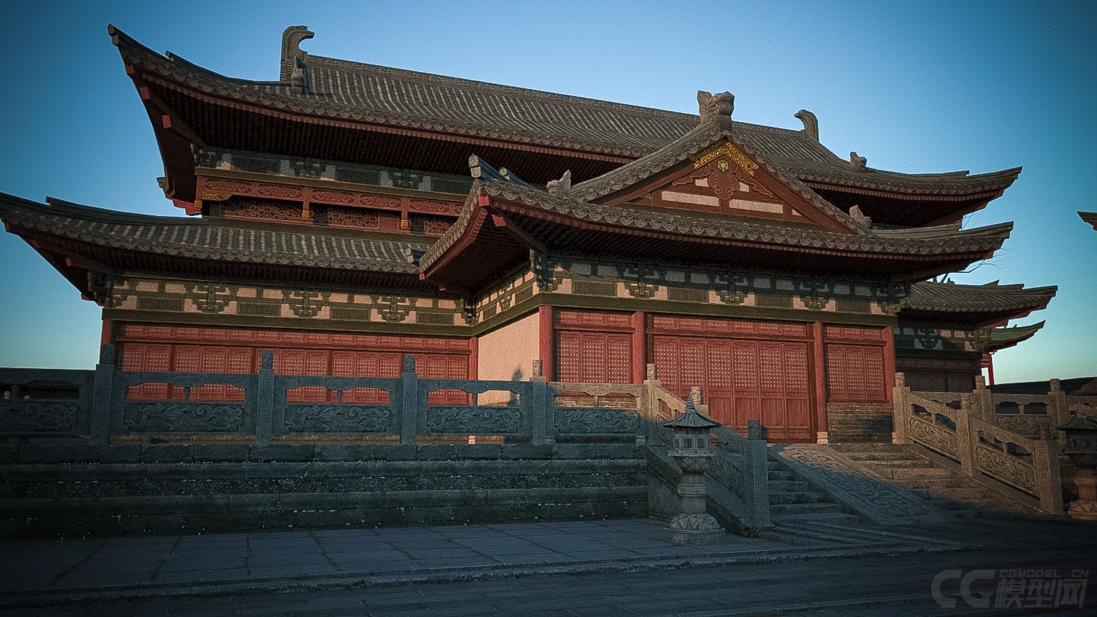 中国古建筑院子大殿