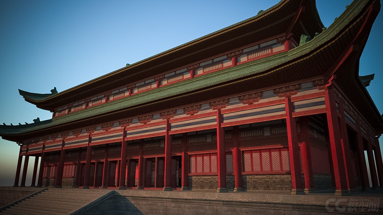 中国古建筑院子大殿