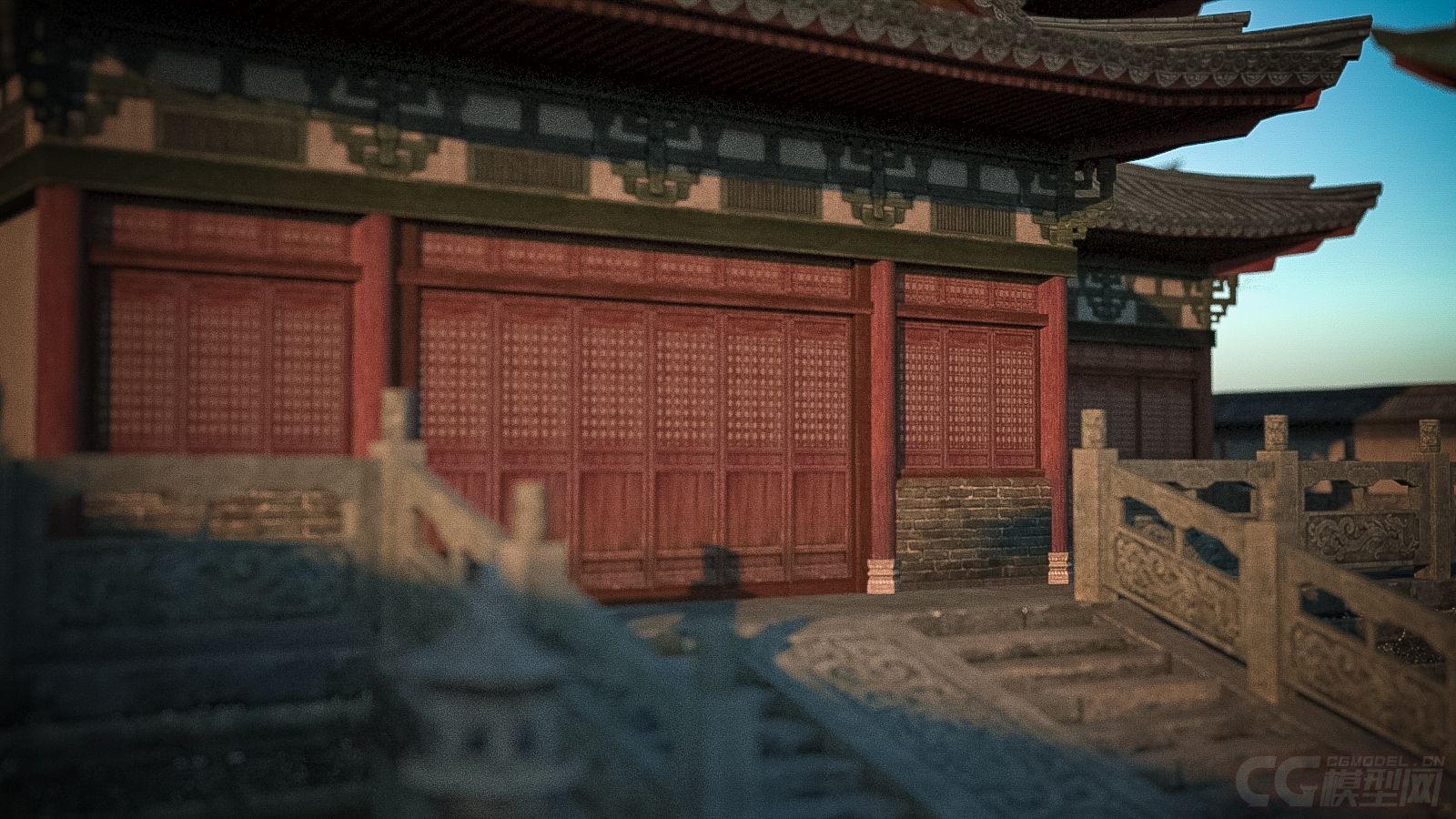 中国古建筑院子大殿