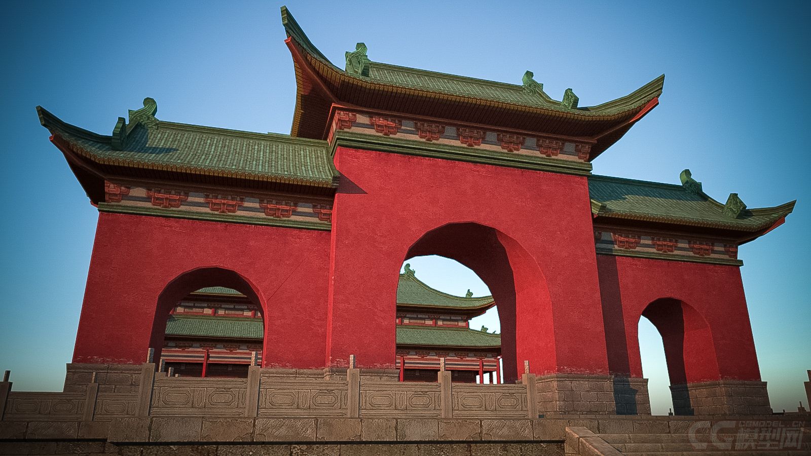 中国古建筑院子大殿