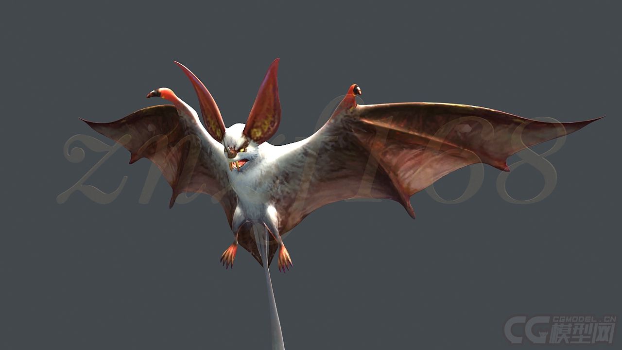 高精度白色蝙蝠带动画