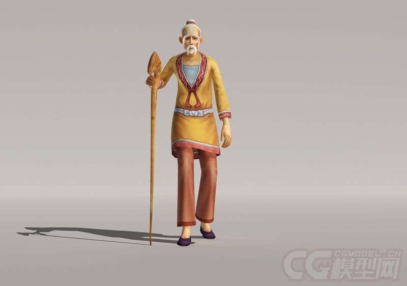 老村长 拐杖老头 老人 长辈 老者带动画