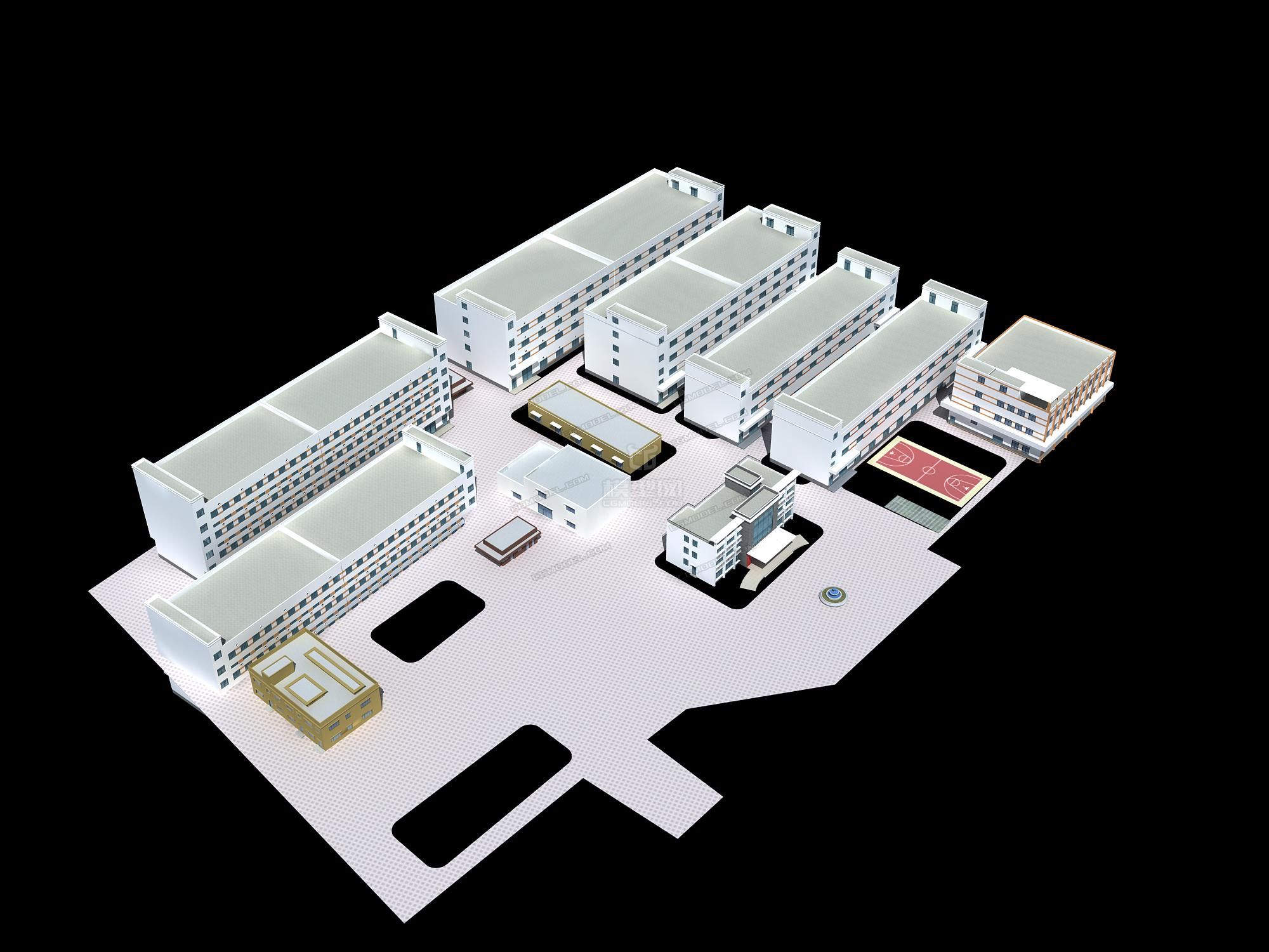 常用厂房仓库工业园合模型