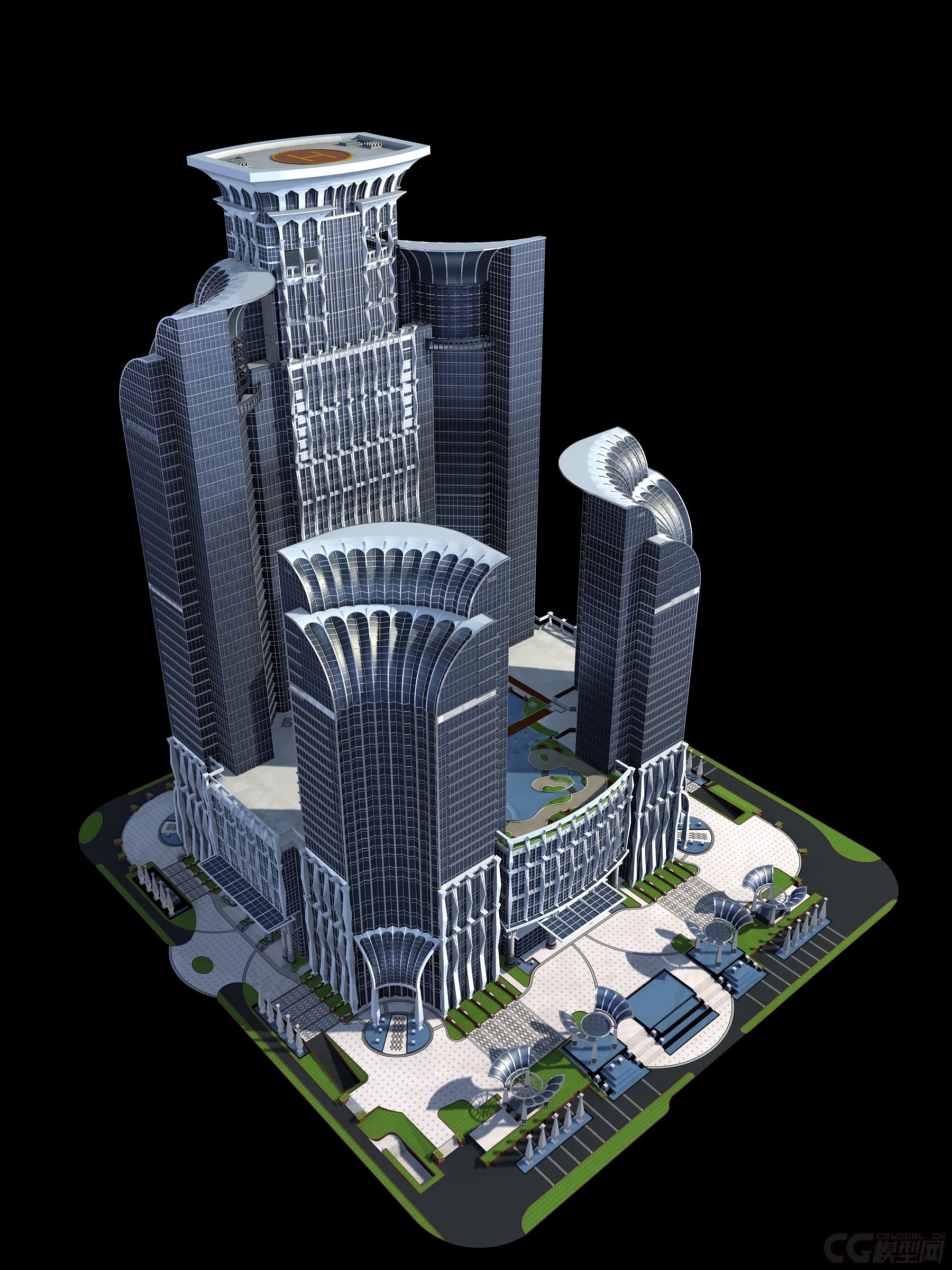 深圳大中华建筑和园林3d模型