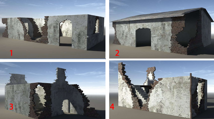 12种残缺毁坏的建筑物 断墙模型-场景部件模型库-Maya(.ma/.mb)模型下载-cg模型网