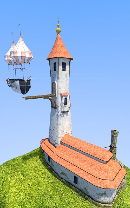 高塔,空中平台,在山顶的高房子,q版天空之塔.