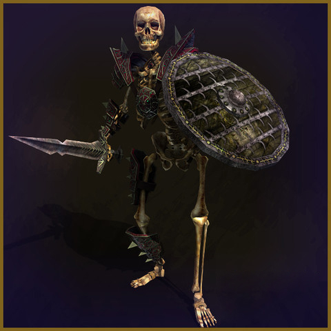 次世代骷髅士兵2—持盾骷髅,骷髅武士,全身骨骼骨架,带骨骼绑定动画和