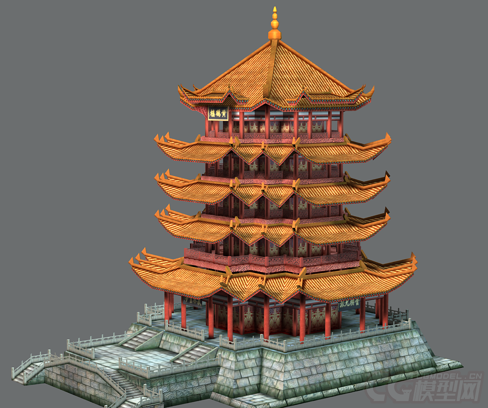黄鹤楼 古建 古建筑_wumingilove作品_建筑历史建筑_cg模型网